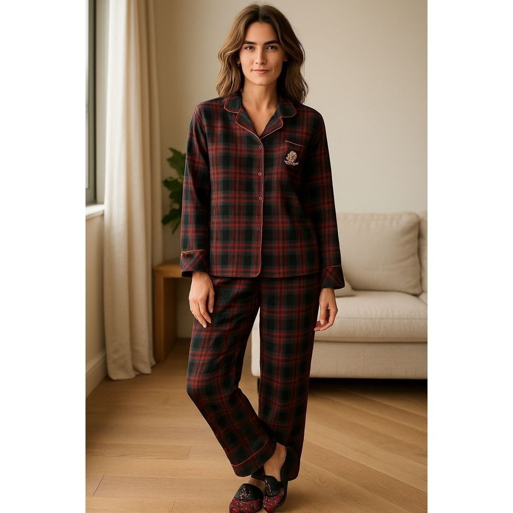 Lauren Ralph‎ Lauren Pajama Set L with slippers Embroidered Logo Women Size L